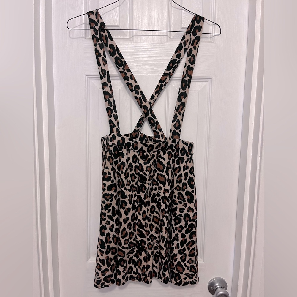 ASOS leopard skirt with suspenders